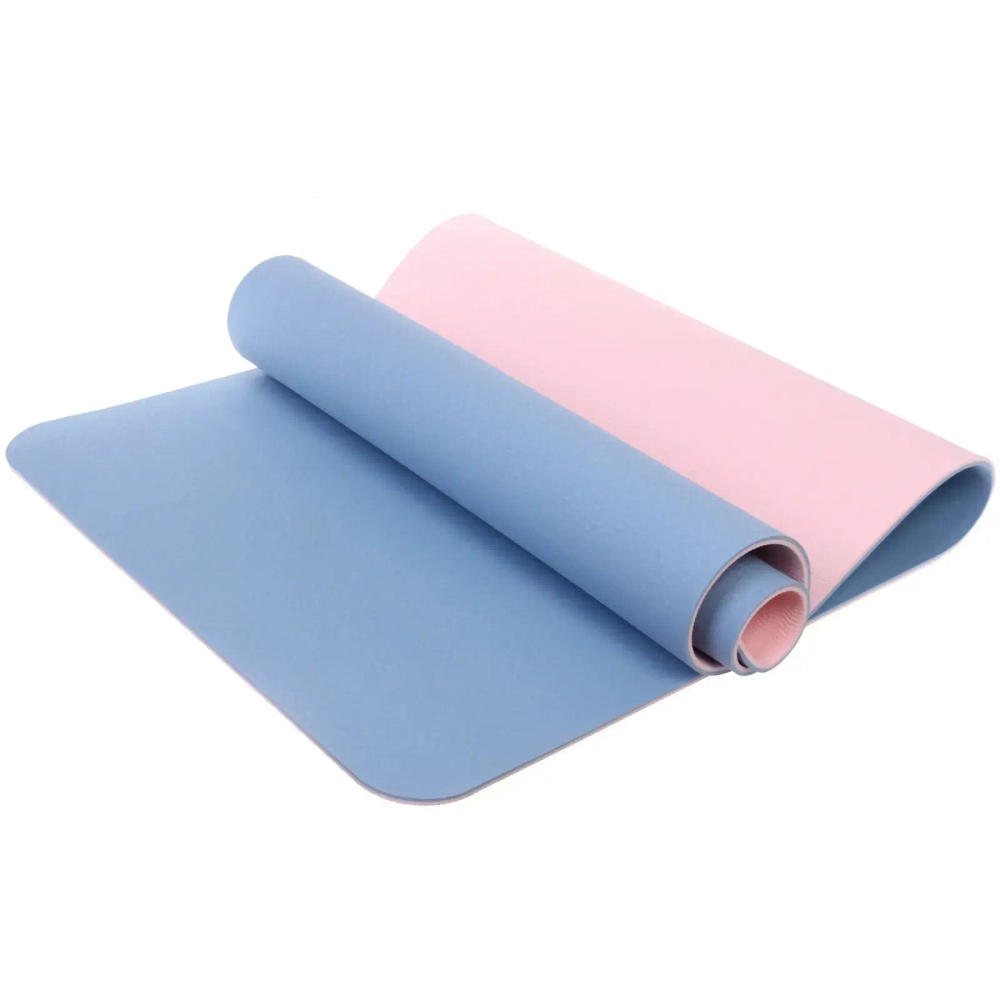 Коврик для йоги 8 мм 183х68 см «Энергия» 2х сторонний TPE, голубой/розовый