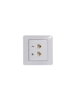 Розетка компьютерная + телефонная 2-м СП Glossa RJ45 + RJ11 кат.5E механизм бел. SE GSL000185