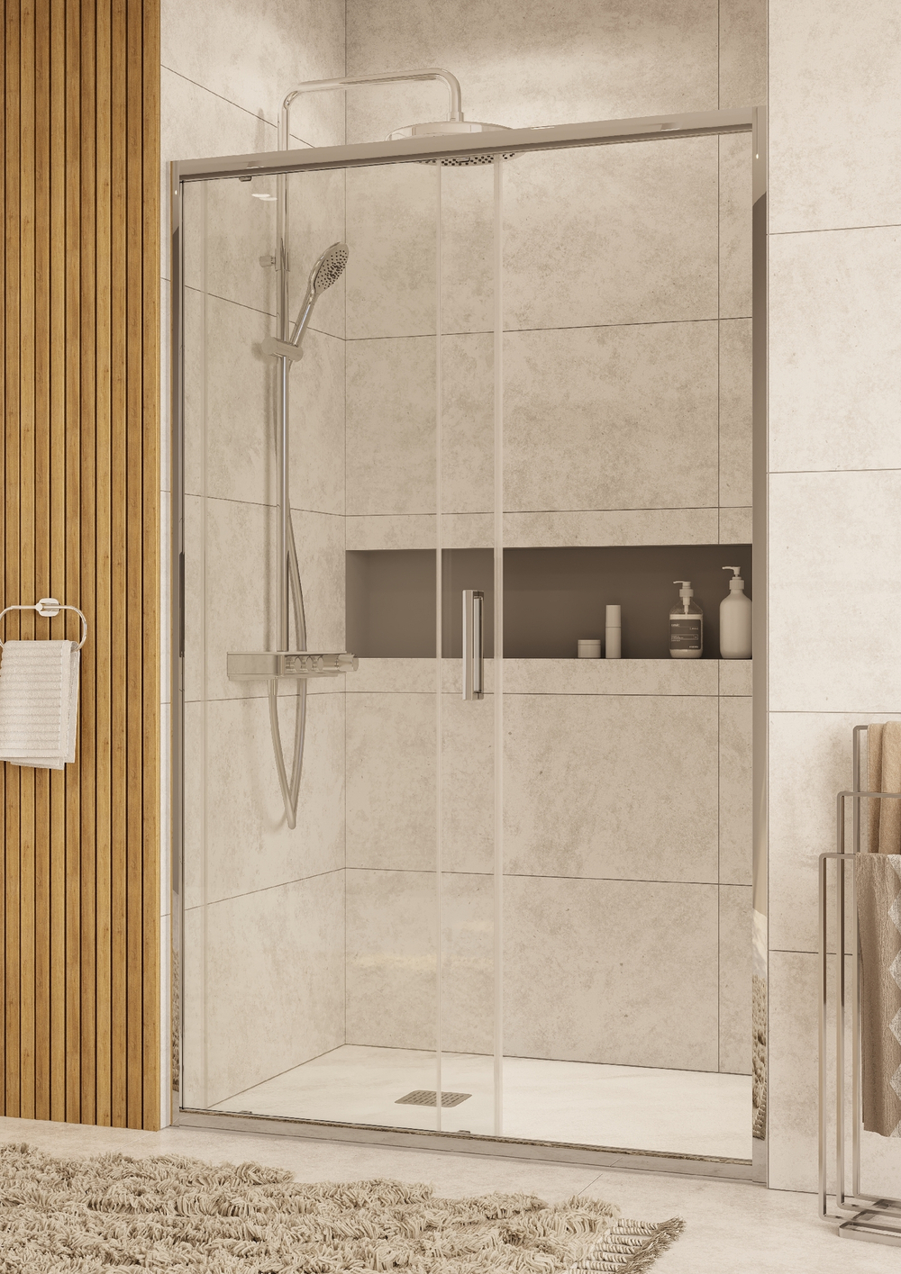Боковая панель Roca Leon 800х1950мм, профиль хром, стекло прозрачное ZRU9307669