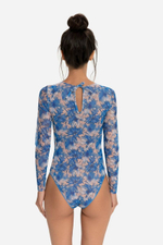 Купальник с рукавами "Васильки пиксели"