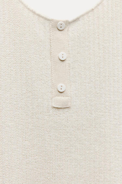 ZARA ТОП В РУБЧИК В СТИЛЕ РУСТИК, ЭКРЮ