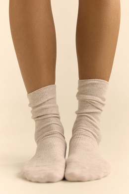 Носки в рубчик длинные с добавлением шерсти Бежевый