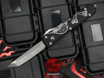 Нож Microtech Ultratech Death Card TantoT/E A+++ (Левый) - Memento Mori, клинок апокалиптик