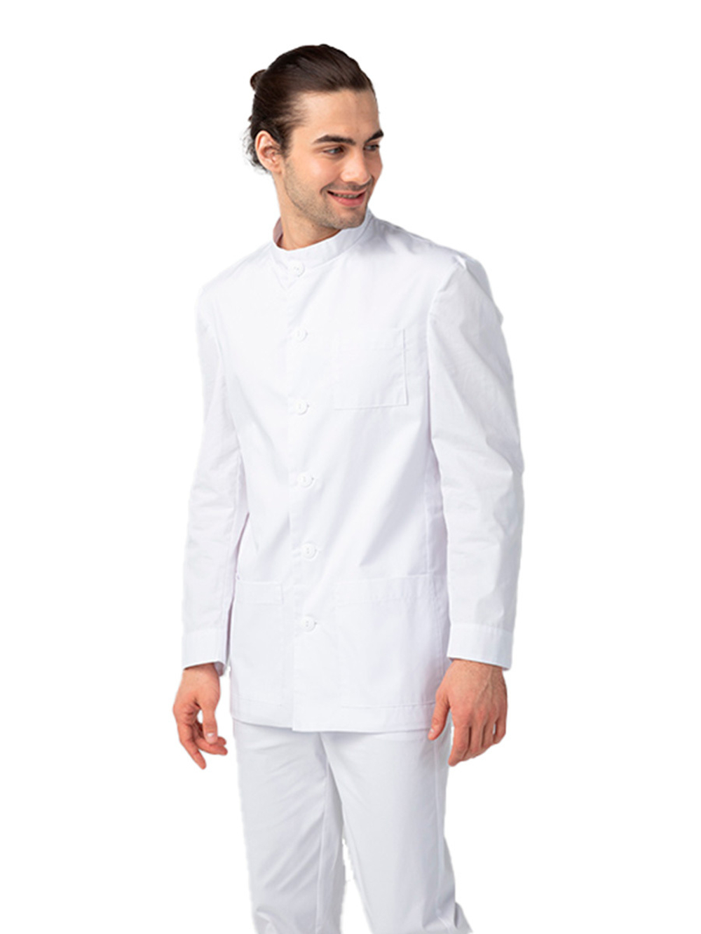 Пиджак медицинский мужской Dr. Nice DRN811 на пуговицах, белый, 52