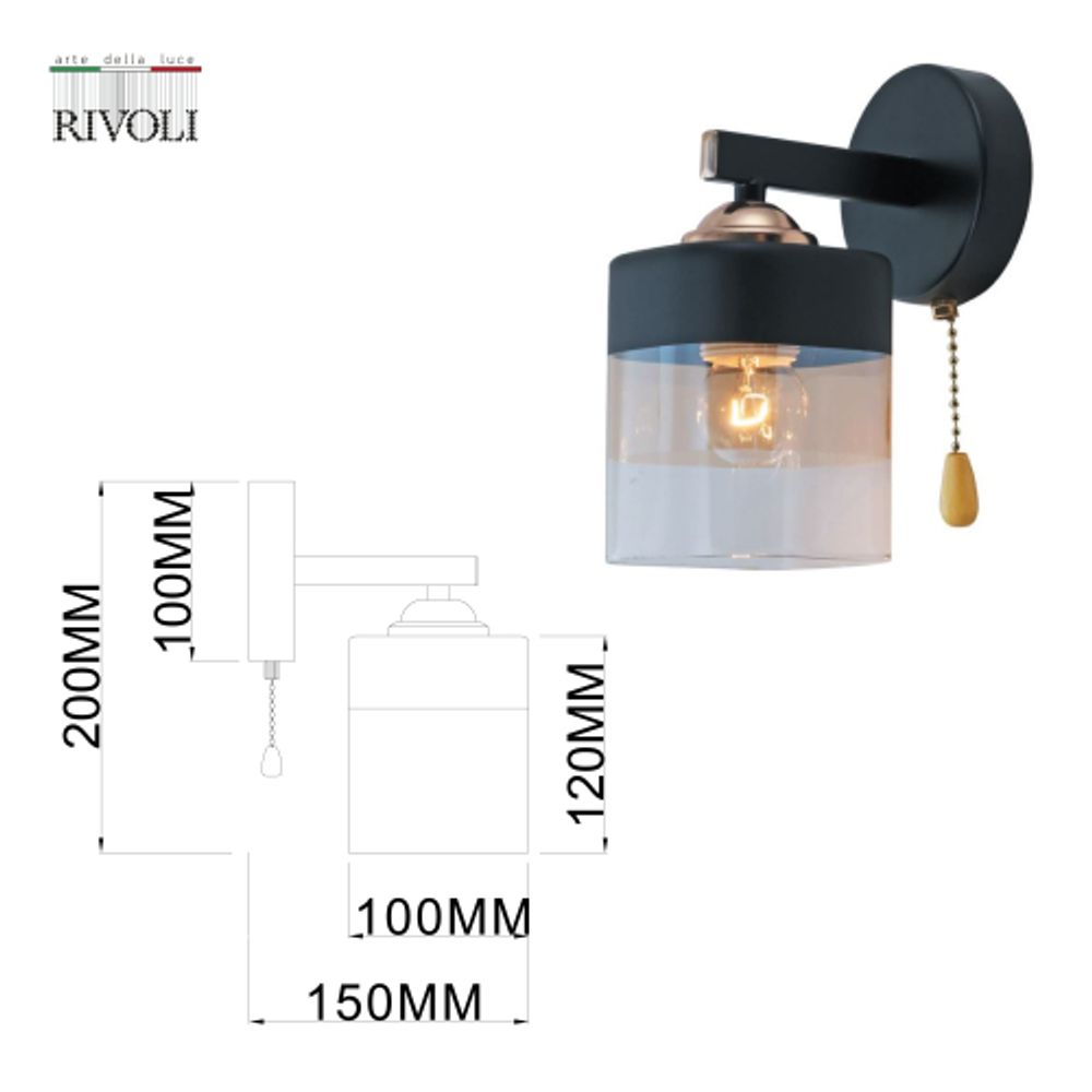 Бра светильник Rivoli Isadora 9133-401 настенный 1 х Е27 40 Вт модерн с выключателем | Rivoli