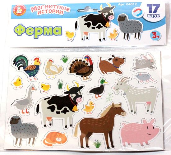 Магниты "Ферма". Серия Магнитные истории (европодвес, 4х20шт)