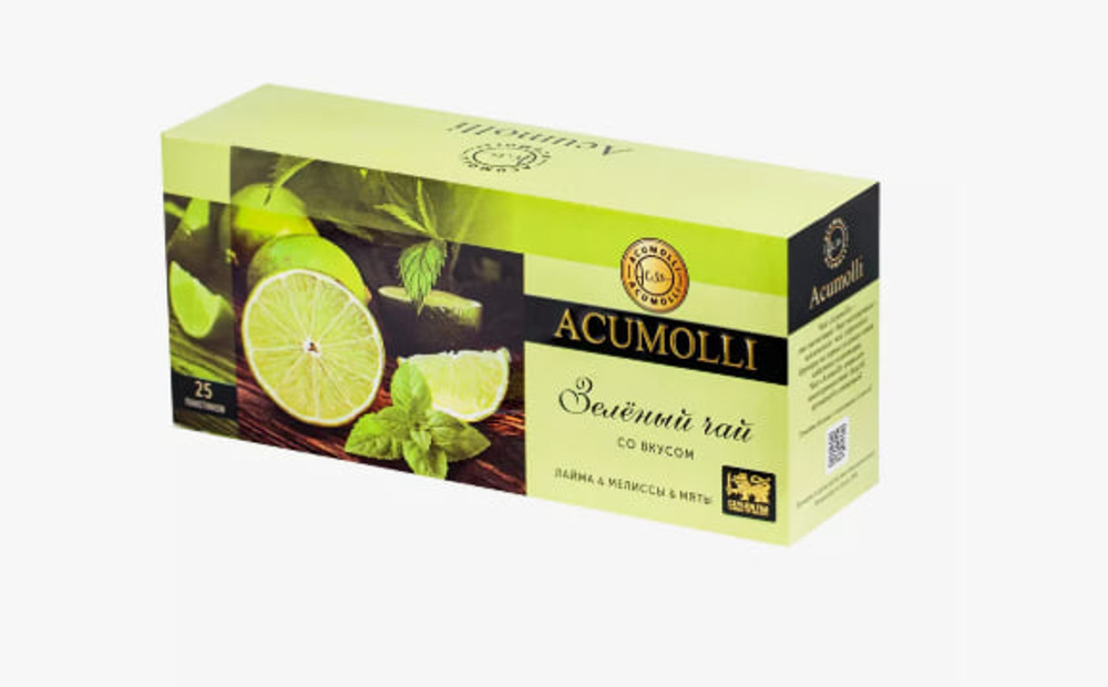 Чай АКУМОЛЛИ зеленый LIME & MELISSA & MINT 25пак