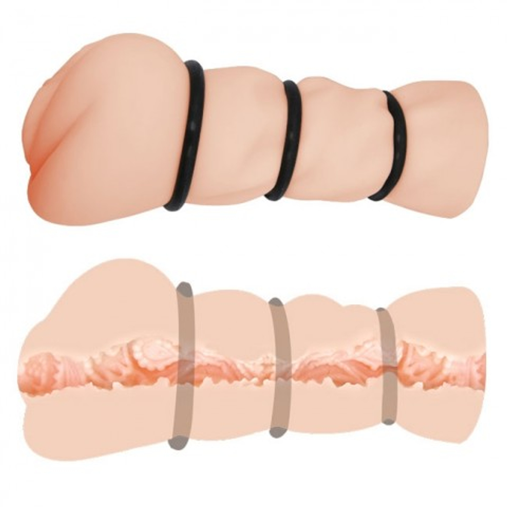 Реалистичный мастурбатор в виде вагины Grazy Bull (16*7,8 см.) + 3 кольца