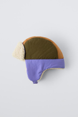 ZARA ШАПКА ИЗ ИСКУССТВЕННОЙ ОВЧИНЫ, РАЗНОЦВЕТНЫЙ