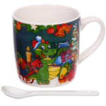 Кружка керамическая 200мл в наборе 2шт с ложками «Веселый Дракоша»