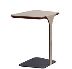 Приставной журнальный столик 4534, сталь, бежевая экокожа