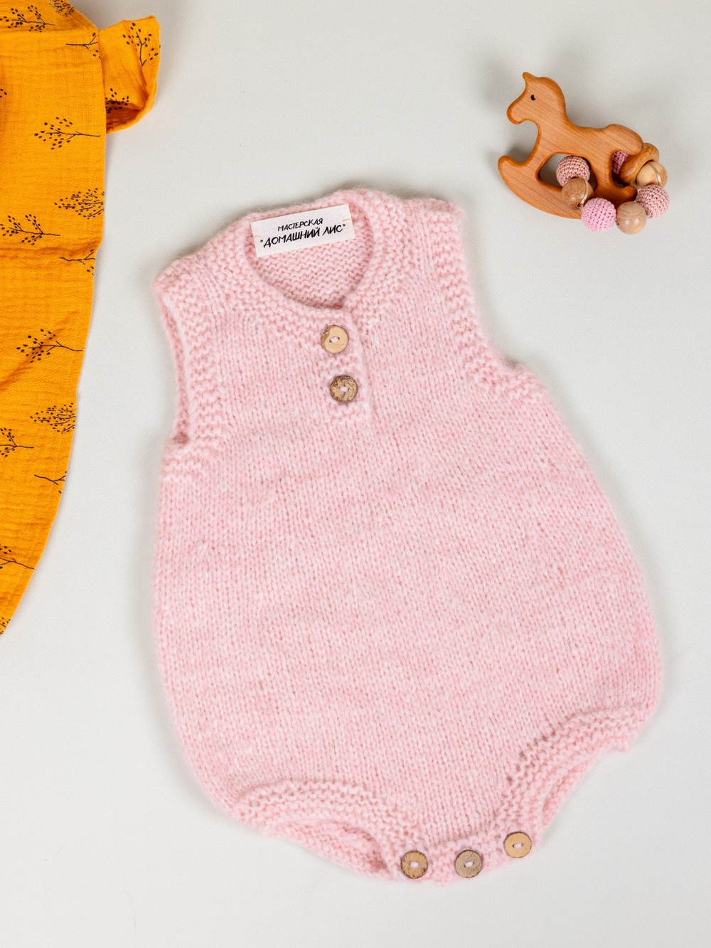 Ромпер для новорожденных из шерсти альпак, Розовый