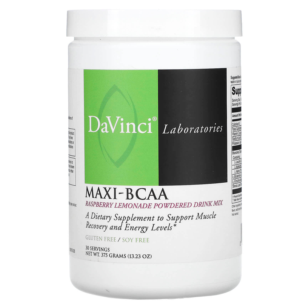 DaVinci Laboratories, Maxi-BCAA, смесь для порошковых напитков, малиновый лимонад, 375 г (13,23 унции)