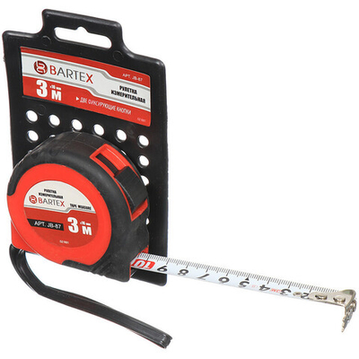 Рулетка 3 м, обрезиненный пластик, магнитн, 16 мм, с фиксатором, Bartex, JB 87, шт