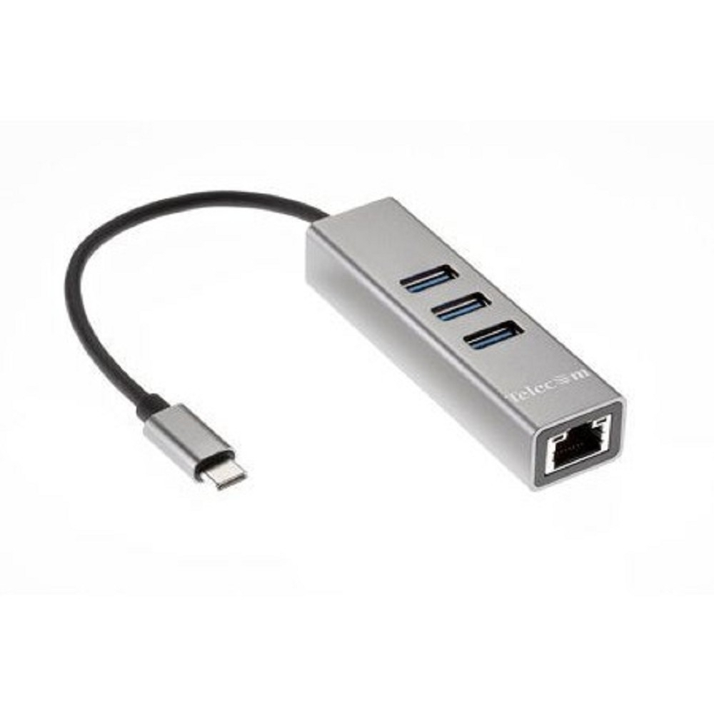 Telecom Переходник USB 3.1 Type-C --&gt;RJ-45 1000Mbps +3 USB3.0, Aluminum Shell, 0.2м Telecom
