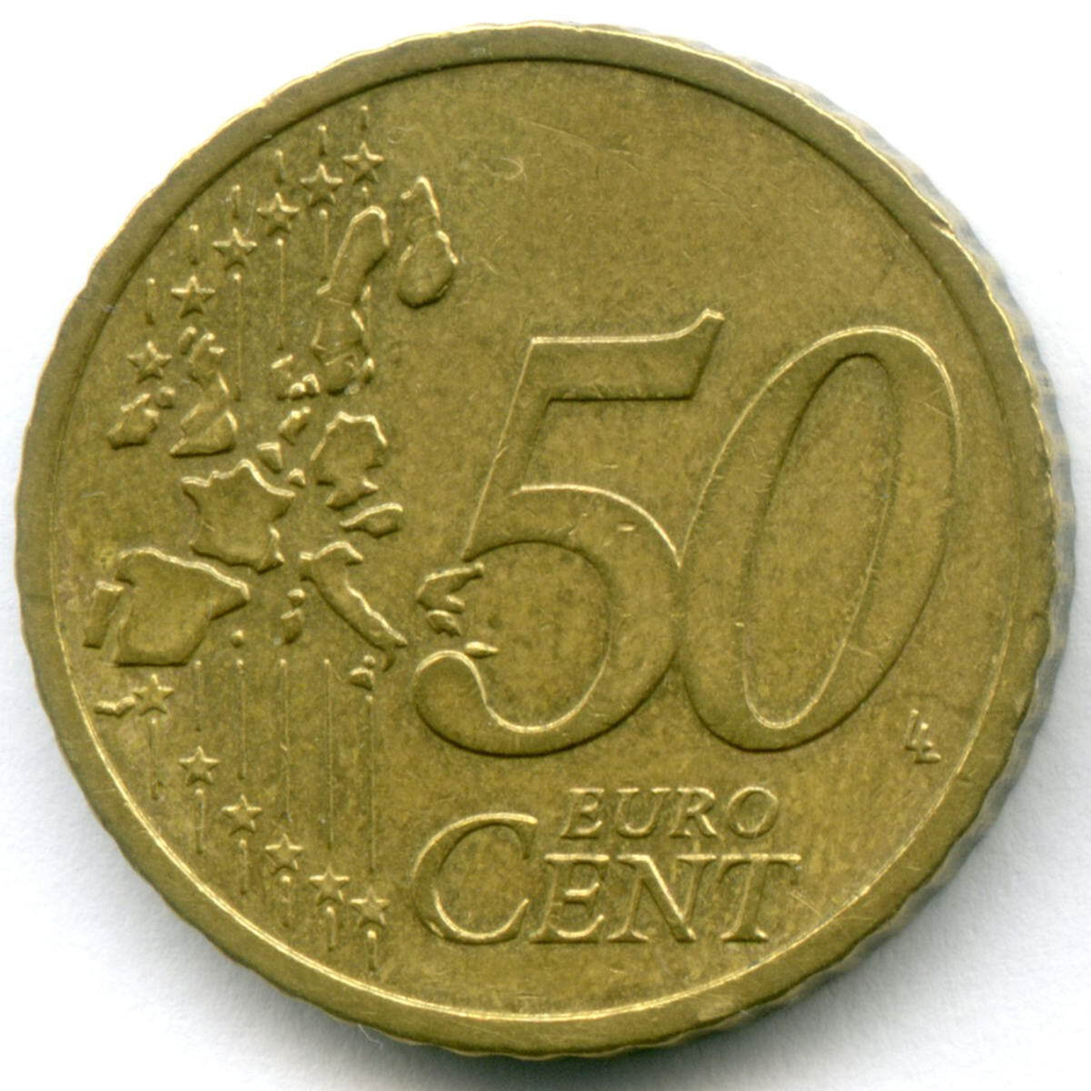 50 евроцентов 2002 год. Ирландия. Регулярный выпуск. Тип 1. Нордик XF
