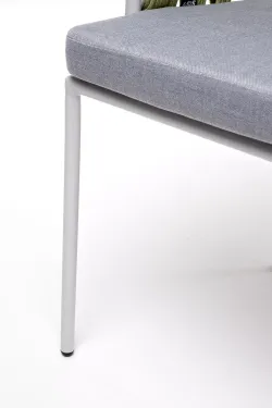 "Диего" стул плетеный из роупа, каркас из стали светло-серый (RAL7035) шагрень, роуп салатовый меланж круглый, ткань светло-серая