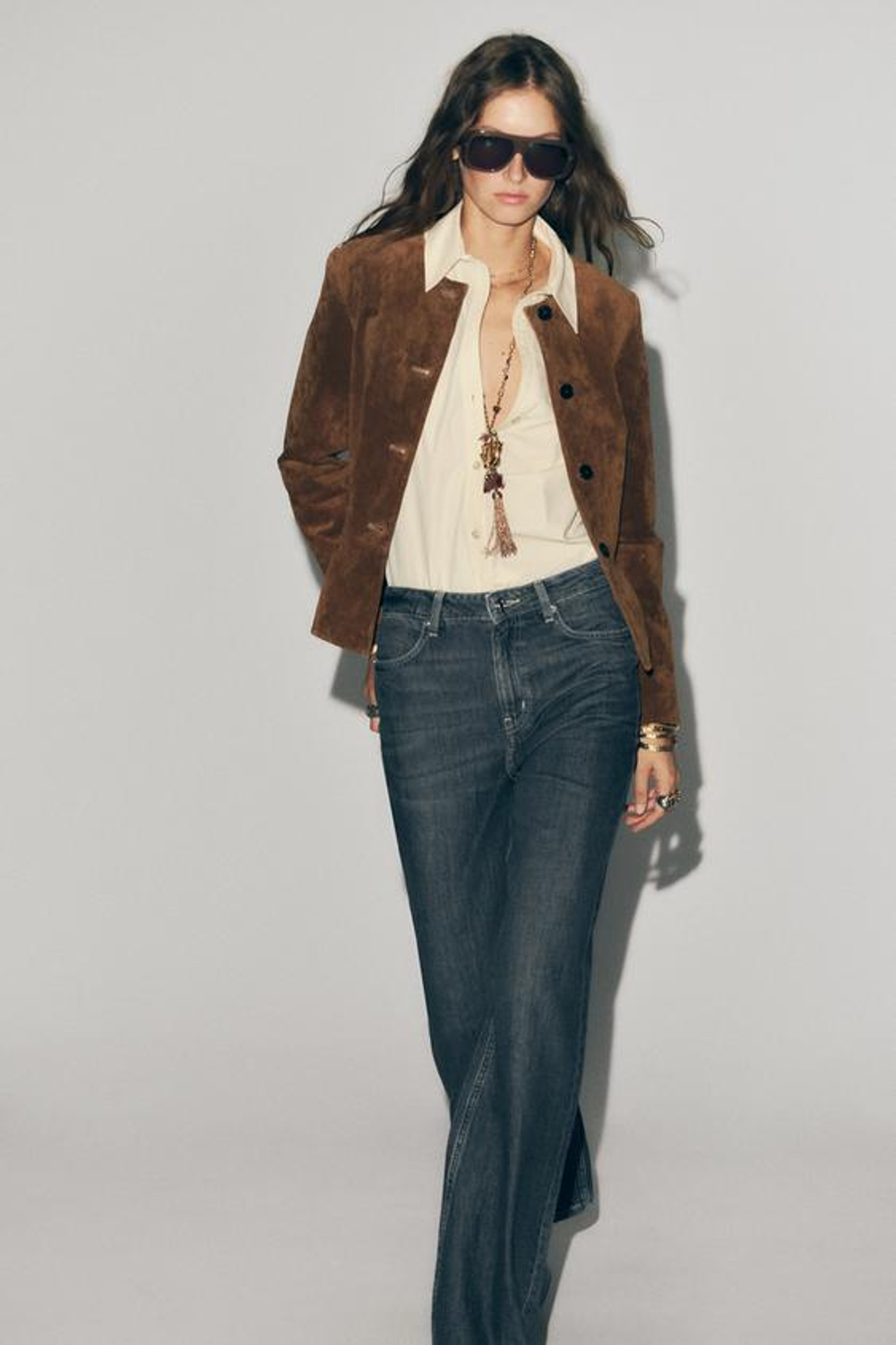 ZARA ДЖИНСЫ Z1975 ПРЯМОГО КРОЯ С ВЫСОКОЙ ПОСАДКОЙ, ЗЕЛЕНОВАТО-СИНИЙ