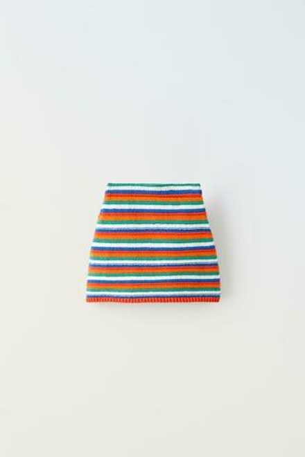 ZARA ТРИКОТАЖНАЯ ЮБКА В ПОЛОСКУ, РАЗНОЦВЕТНЫЙ