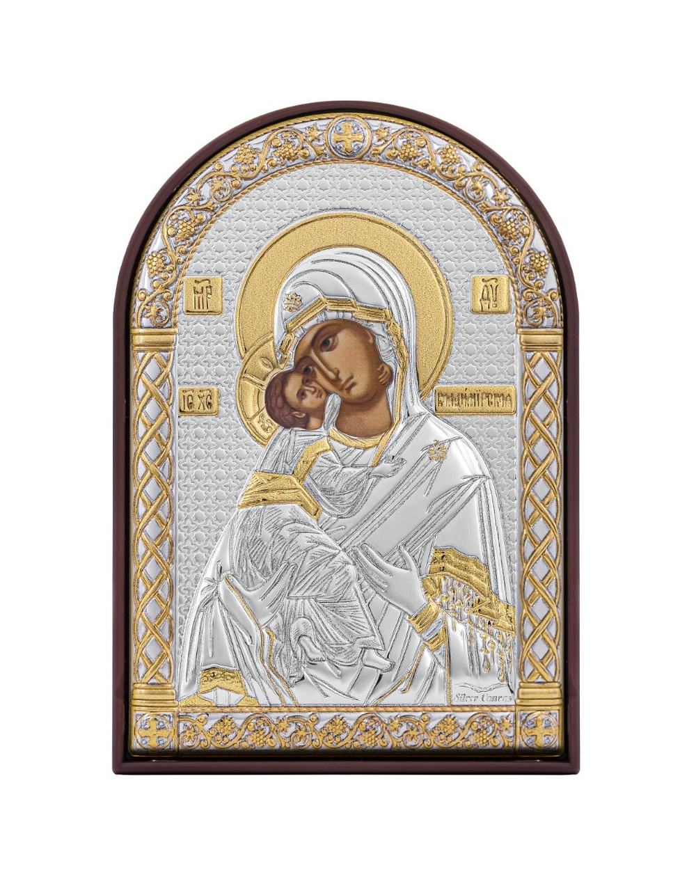 Владимирская БМ, икона арочная, пластик коричневый 48x71