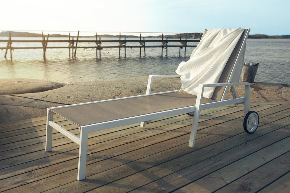 Leone, лежак белый/серый, алюминий