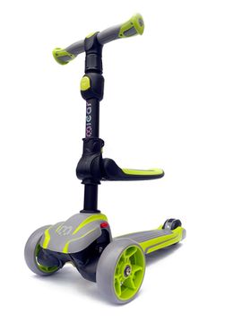 Самокат-беговел со светящимися колёсами 3 в 1 Scooter Micar Moby Green-Grey