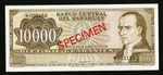 ПАРАГВАЙ, 1979, 10000 GUARANIES [SPECIMEN (ОБРАЗЕЦ)] [THOMAS DE LA RUE] [FRANKLIN MINT]