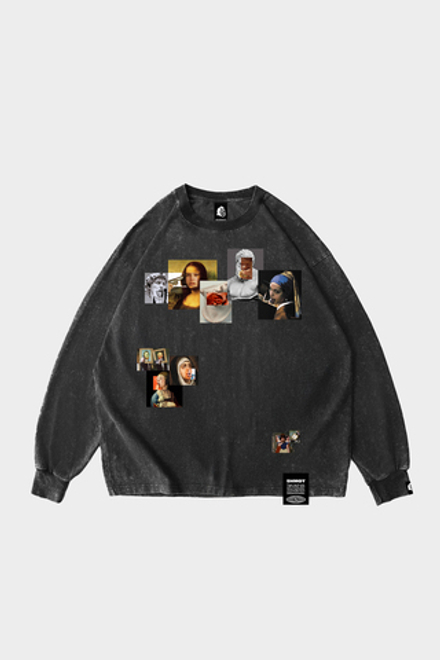Лонгслив SHMOT "POP COLLAGE" GARMENT DYE Черный