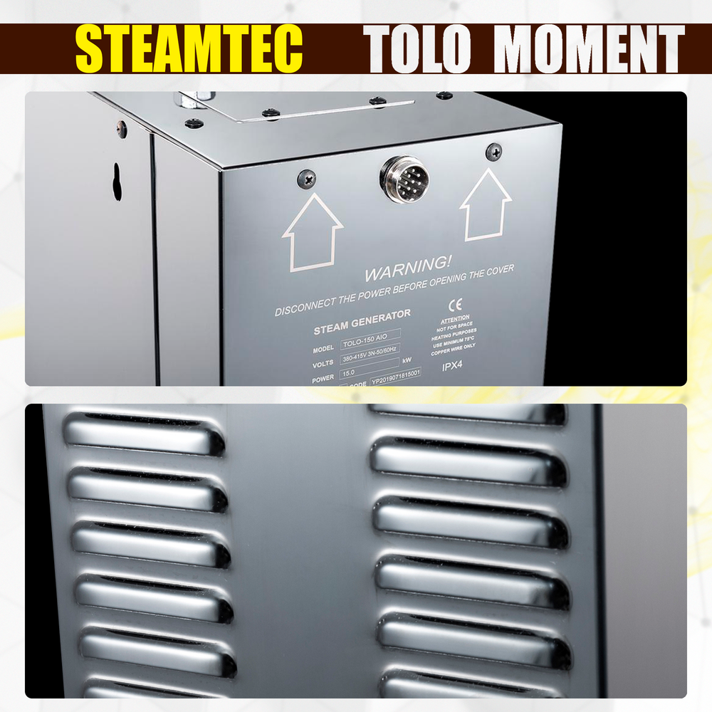 Steamtec TOLO MOMENT 30 - 3 кВт парогенераторы для хамама и турецкой бани / Cерия PLATINUM со встроенной музыкой, пультом на 9-ти языках и возможностью монтажа без термодатчиков