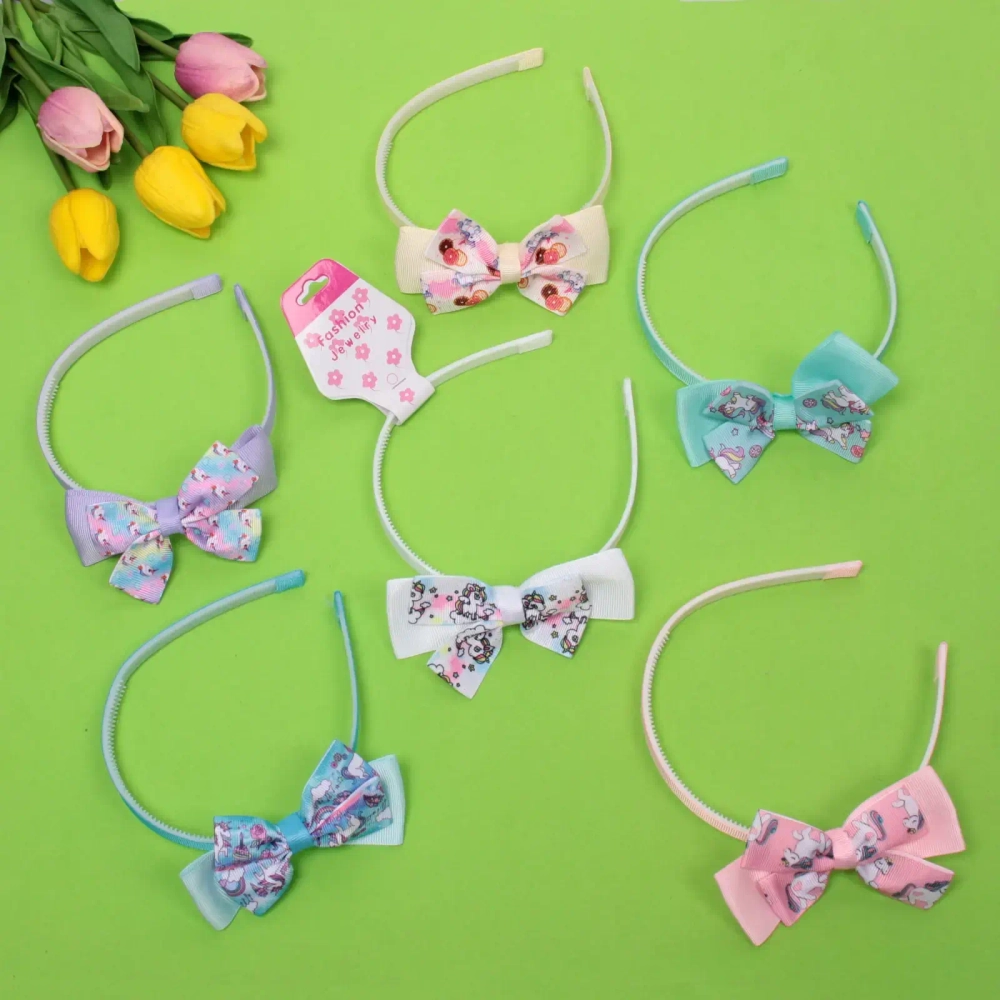 Ободок для волос детский на блистере «Rapunzel- Unicorn», микс 6 цветов, 1 см