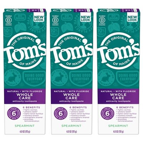 Tom's of Maine, Whole Care, зубная паста с фторидом против кариеса, мята, 3 упаковки по 113 г (4 унции)