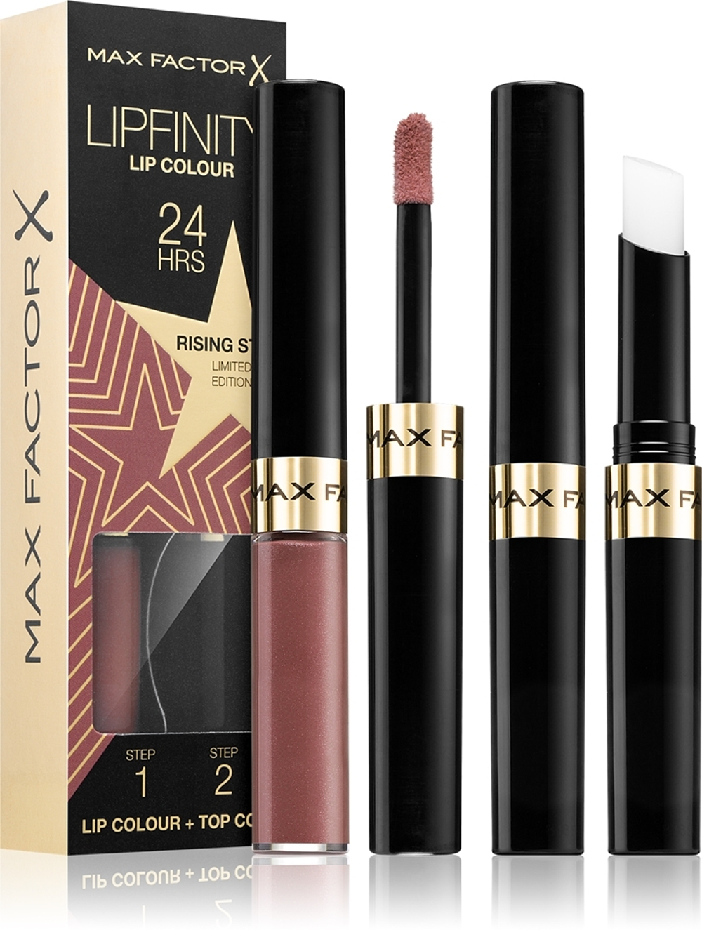 Max Factor Lipfinity Rising Stars - Стойкая жидкая помада с бальзамом, 2 шт.