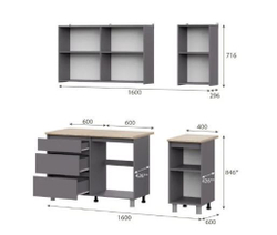 Кухонный гарнитур Den 1,6м Графит серый/Дуб Сонома