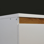 Кухонный модуль напольный 80 см Валенсия 2 двери со столешницей, с дубовой панелью, на ножках / белый, массив дуба