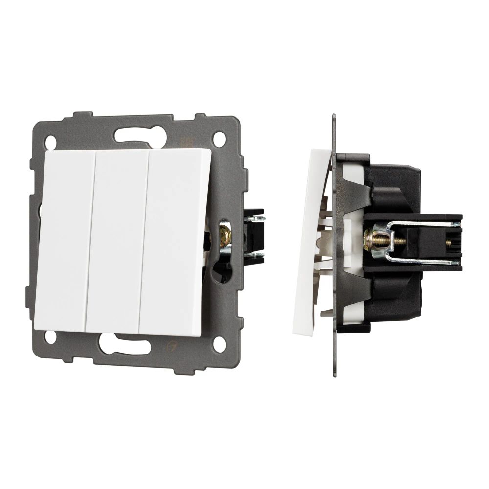 Механизм выключателя трехклавишный непроходной SWT-MK03-PL-WH-V (250V, 10A) (Arlight, -) 049896