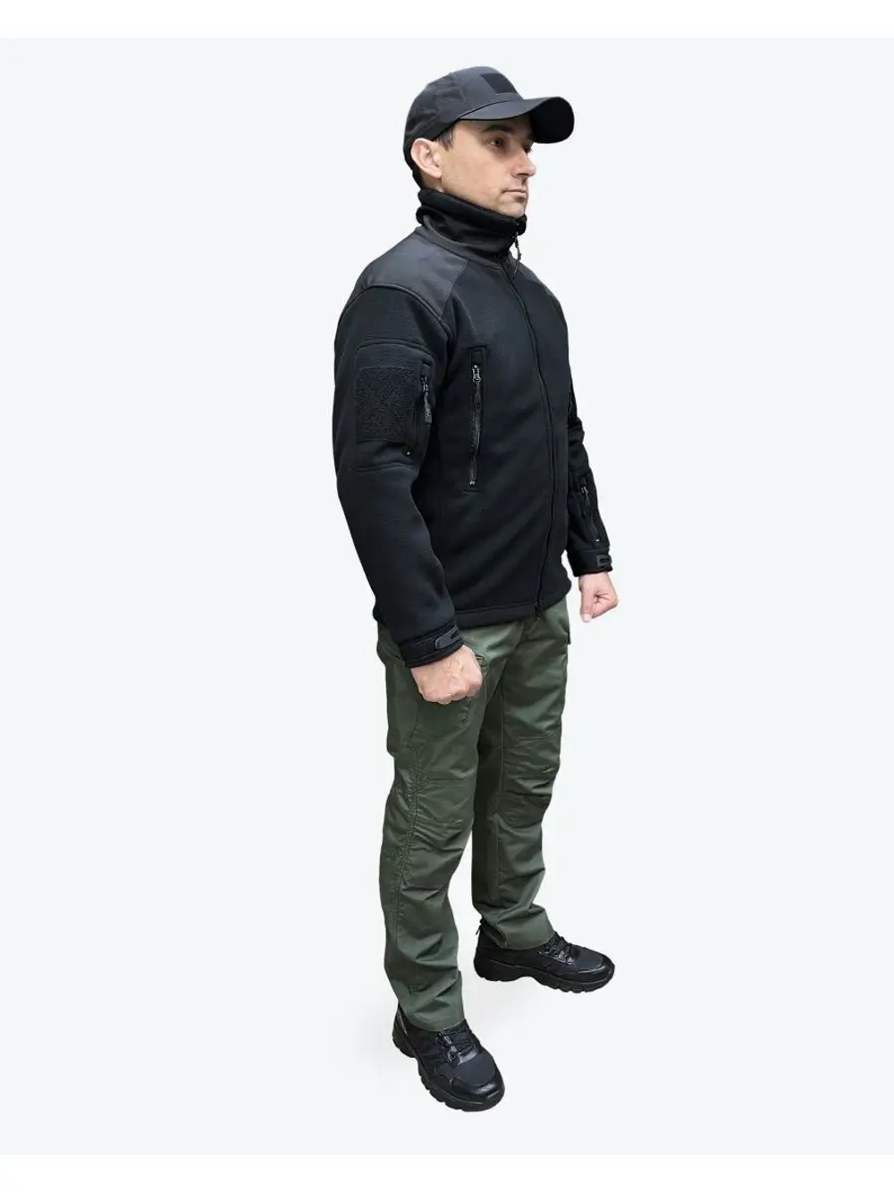 Флисовая кофта 7.26 без капюшона, Черный