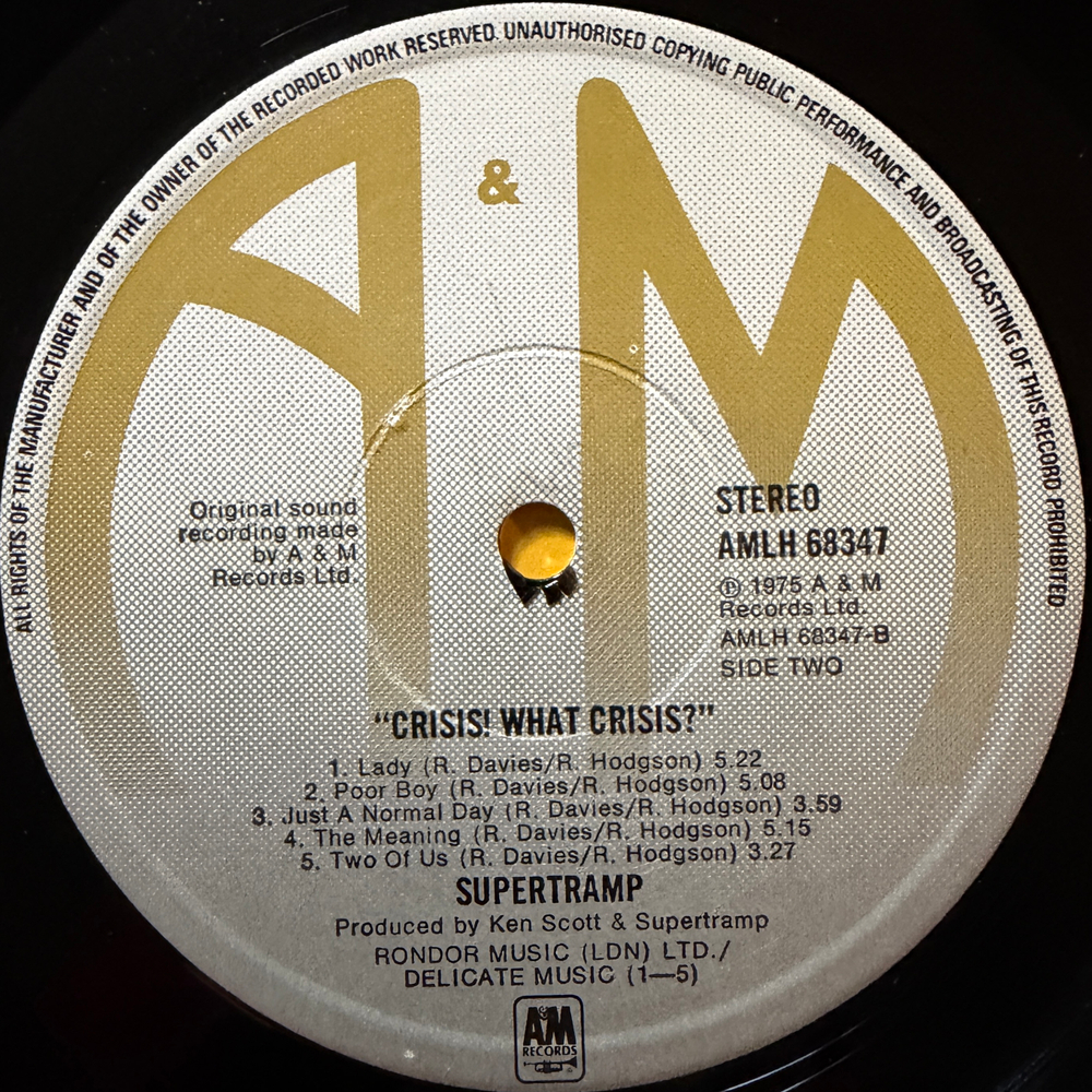 Supertramp ‎– Crisis? What Crisis? (Англия 1975г.)Т