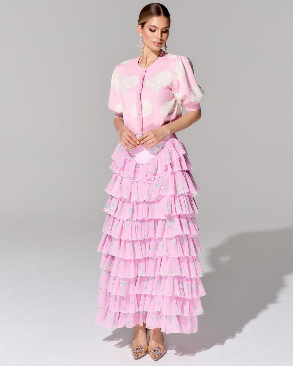 Юбка длины макси из премиального шифона