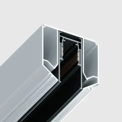 Трековая система освещения для натяжных потолков MAGNETIC S15 48V Чёрный шинопровод алюминиевый четырех-контактный низковольтный 4TRA 54x55x1500mm IP20 1,5 м / торцевые заглушки в комплекте