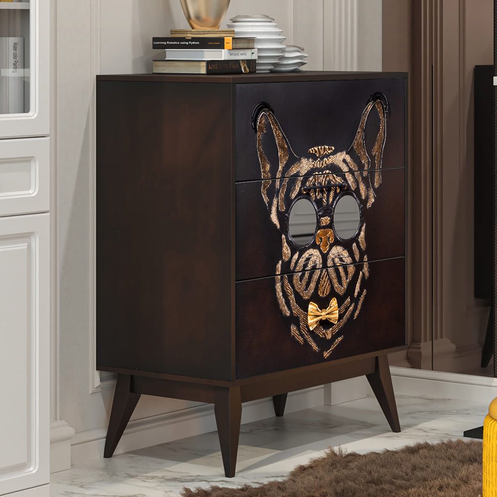 Комод Собака Фрэнки с 3 ящиками Каштан