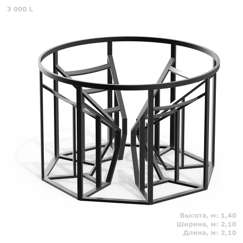 Обрешетка для конусной ёмкости Полимер-Групп KV 3000 конусная (2100x2100x1400см;192кг;черный) - арт.559100