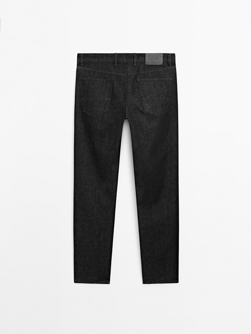 Massimo Dutti Зауженные джинсы из смесового хлопка, черный