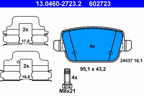 ATE - 13046027232-ATE - Brake Pad Set, disc brake