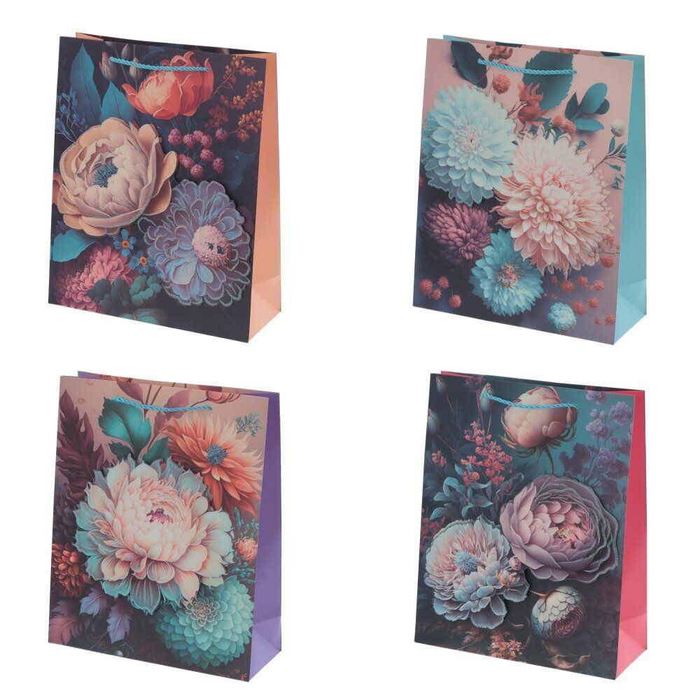 GAEM Пакет подарочный M (бумага 210г/м2, блок микс 12шт), L26 W10 H32 см, 4в.