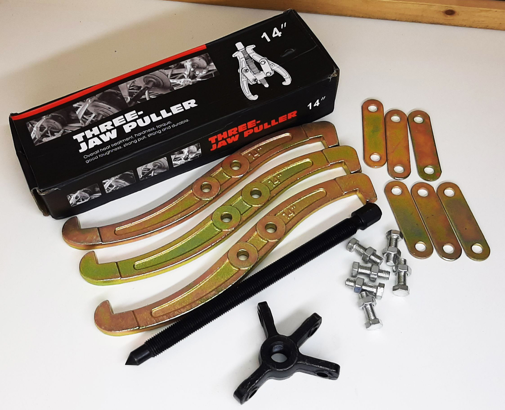 Съемник подшипников универсальный 2-3 х лапый шарнирный 14", 350 мм. двухсторонний для шкивов, шестерен, ступиц