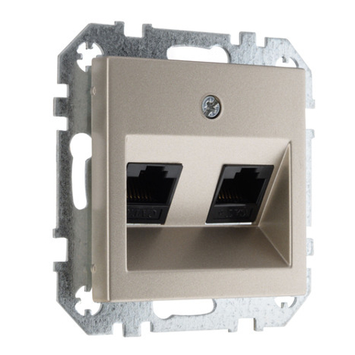 Розетка компьютерная RJ45 двойная LIREGUS EPSILON IKL-002-01.E/Ch шампань