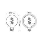 Лампа Gauss Led Filament G95 6W E27 360lm 2400K Flexible 105802007