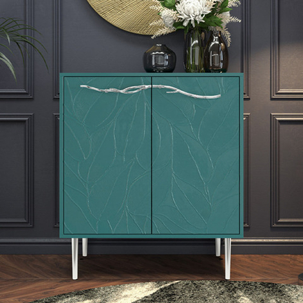 Комод Арт Колор leaves Стайл Сильвер с 2 полками Пастельный-синий