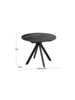 Стол кухонный Стекло матовое черный мрамор 100(132)х75х75 см