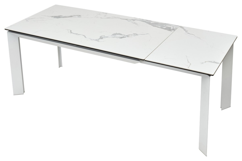 Стол CREMONA 140 MATTE STATUARIO Белый мрамор матовый, керамика/ белый каркас, ®DISAUR